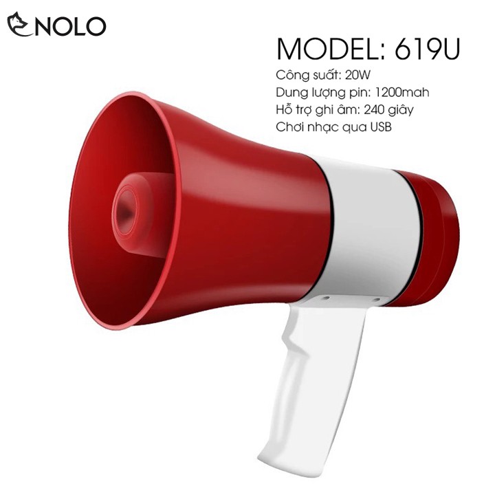 Bộ Loa Phóng Thanh Đa Năng Pin Sạc Cầm Tay Megaphone Model MS619U Công Suất 20W Có Khe Cắm USB | Shopee Việt Nam