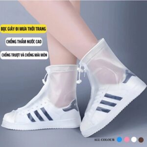 Bọc Giày/ Ủng Đi Mưa Silicon Khóa Kéo+Dây Rút. Chống Trơn Trượt Lội Nước