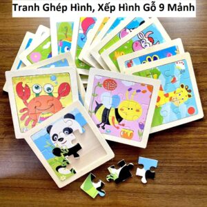 Tranh Ghép Hình, Xếp Hình Gỗ 9 Mảnh