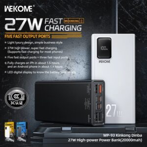 Pin dự phòng sạc nhanh 27W WEKOME WP-93 20.000mAh. (BP)