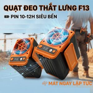 Quạt đeo thắt lưng, kẹp áo phản lực F13 có pin dự phòng