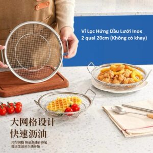 Vỉ Lọc Hứng Dầu Lưới Inox 2 quai 20cm (Không có khay)