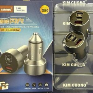 Cốc/ Củ Sạc Nhanh 80W Xe Hơi ô Tô Kim Cương S50