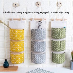 Túi Vải Treo Tường 3 Ngăn Đa Năng, Đựng Đồ Cá Nhân Tiện Dụng
