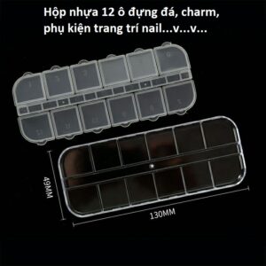 Hộp nhựa 12 ô đựng đá, charm, phụ kiện trang trí nail...v...v...///HB///17///P
