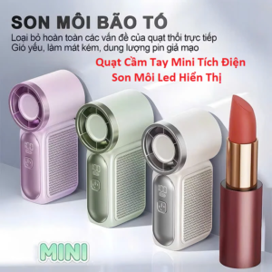 Quạt Cầm Tay Mini Tích Điện Son Môi Led Hiển Thị