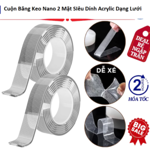 Cuộn Băng Keo Nano 2 Mặt SIêu Dính Acrylic Dạng Lưới 2cm x 5M