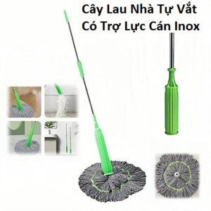 Cây Lau Nhà (Tự Vắt Có Trợ Lực) Cán Inox Mẫu Mới