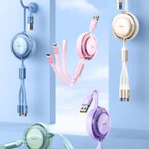 Cáp Sạc Nhanh 100W 3 Đầu Dây Rút Pisen