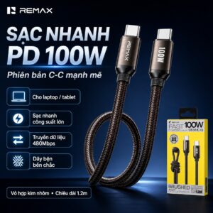 Cáp sạc nhanh 100W Remax CB36 (C-C) 2 Đầu Type-c. HDDT