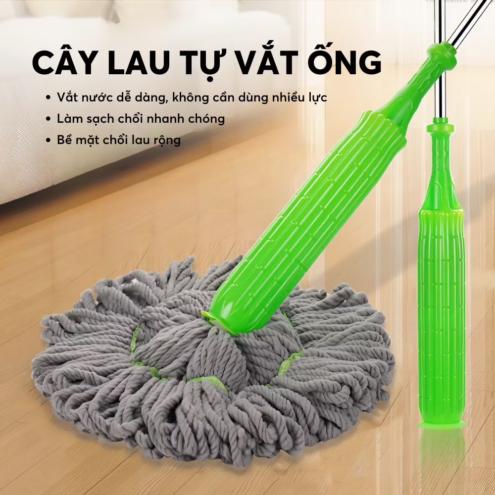 Cây Lau Nhà Tự Vắt Ống Xanh Lá Có Thể Tháo Rời Bông Lau Thấm Hút Tốt Thế Hệ Mới 2025 Cây Lau Nhà 2 Trong 1 Cây Lau Nhà Gập Đơn