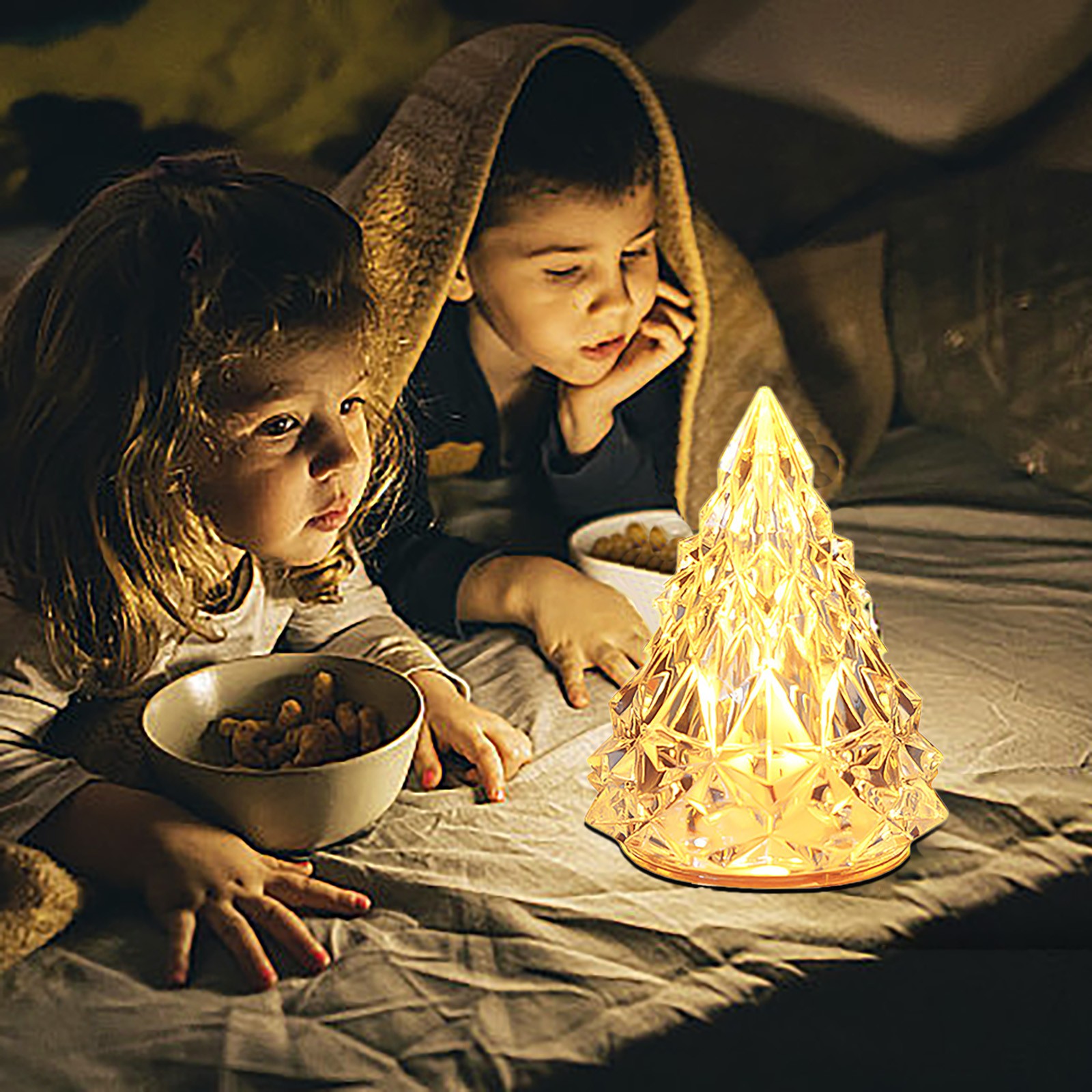 Đèn LED Yhmxh cho phòng ngủ - Đèn ngủ cảm biến chuyển động, trang trí Giáng sinh trong nhà, đèn ngủ hình tảng băng, đèn ngủ cạnh giường ngủ.