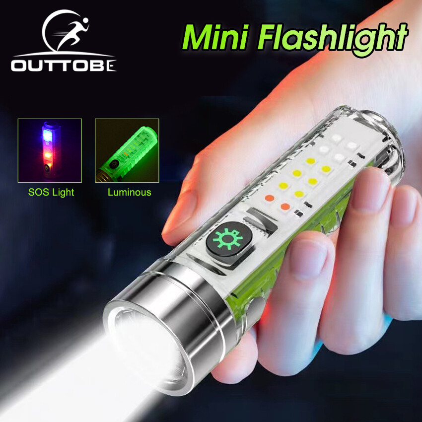 Outtobe Đèn Pin Mini Đèn Pin LED Đèn Pin Siêu Sáng Đèn Pin Chiến Thuật Mini Cầm Tay Đèn Pin Điện Có Thể Thu Phóng 8 Chế Độ Sạc USB Đèn Pin