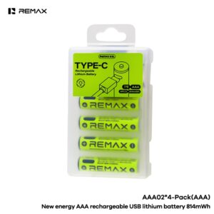 Hộp 4 Pin sạc Lithium Remax AAA (3A) 814mWh cổng Type-c. VN