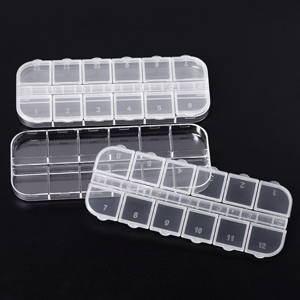 Caja transparente para almacenamiento de nail art con 12 compartimentos -  Organizador de purpurina y joyería de diamantes para viajes | Walmart en  línea