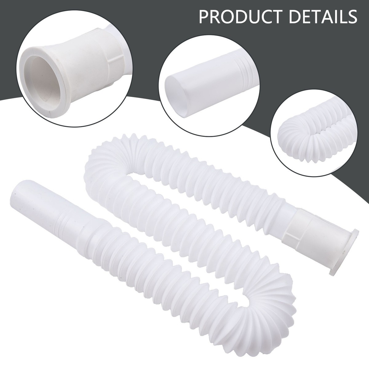 Flexible Bathroom Waste Pipe Rust Proof White Pipe 32mm Diameter 70cm Long Part | eBay UK