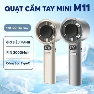 Quạt Cầm Tay Tích Điện Hiển Thị Đèn Led Có đế T12. HDDT và Quạt Cầm Tay Tích Điện M11 - Quạt M11