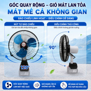 Quạt Tích điện Dùng Pin Cell Rời Mechel JT0089 (3 Cánh). 11inch 278mm