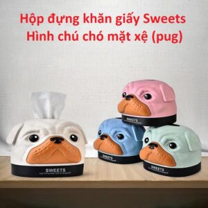 Hộp đựng khăn giấy Sweets Hình chú chó mặt xệ (pug)