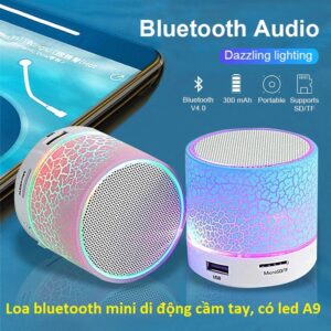 Loa bluetooth mini di động cầm tay, có led A9
