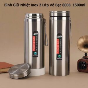 Bình Giữ Nhiệt Inox 2 Lớp Vỏ Bạc 8008. 1500ml