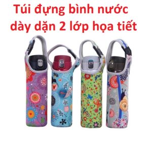 Túi đựng bình nước dày dặn 2 lớp họa tiết
