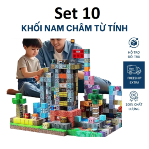 Set 10 Khối Nam Châm Xây Dựng Từ Tính Đa Dạng Mẫu Vuông
