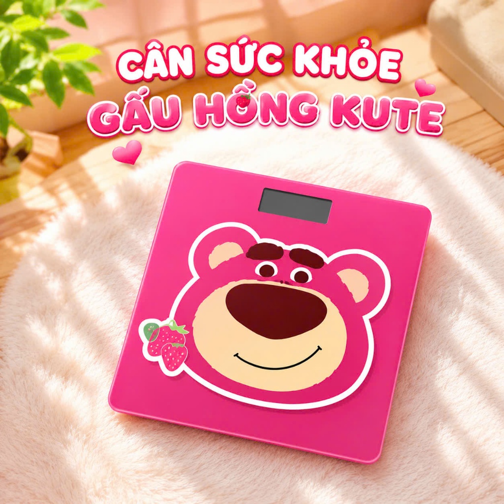 Cân điện tử sức khoẻ hình gấu hồng cute - Cân gấu dâu theo dõi cân nặng gia  đình độ chính xác cao | Shopee Việt Nam