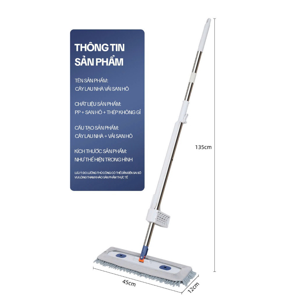 Cây Chổi Lau Nhà San Hô Tự Vắt Bản lớn 42-45cm bông lau SAN ...