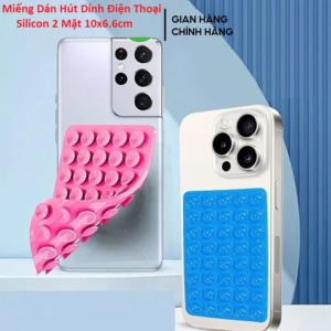 Miếng Dán Hút Dính Điện Thoại Silicon 2 Mặt 10x6.5cm