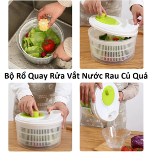 Bộ Rổ Quay Rửa Vắt Nước Rau Củ Quả