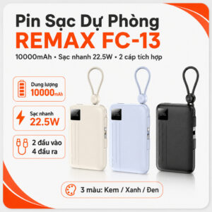 Pin dự phòng sạc nhanh 22.5W Remax FC-13 10.000mah. HDDT.1