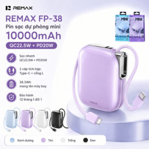 Pin Dự Phòng Sạc Nhanh 22.5w Remax FP-38/MH136 10.000mah Siêu Nhỏ Gọn. HDDT.1