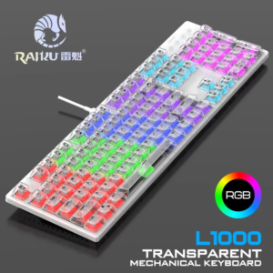 Bàn Phím Máy Tính Cơ Có Dây Trong Suốt Gaming RAIKU L1000 Esport. (Hàng đặt trong ngày). HTP