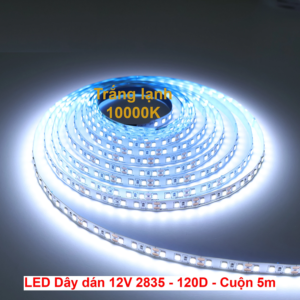Dây đèn led dán 2835 12V 120 led 10W 5M Sáng Trắng