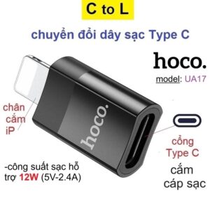 Đầu Chuyển Đổi Hoco UA17 L-C Lightning Ra (Type-c Cái). HDDT