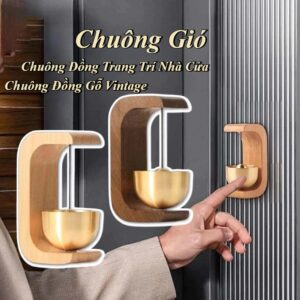 Chuông Gió Bằng Gỗ+Đồng Treo Cửa Chữ C