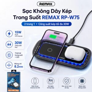 Đế sạc nhanh 30W không dây Remax RP-W75