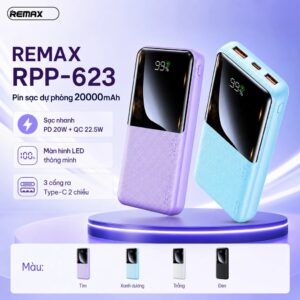 Pin Dự Phòng Sạc Nhanh 22.5W Remax RPP-623 20.000mah. HDDT
