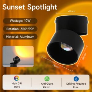 Đèn bơ ốp trần gập xoay 10w màu hoàng hôn (vỏ đen)