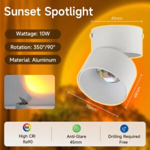 Đèn bơ ốp trần gập xoay 10w màu hoàng hôn (vỏ trắng)