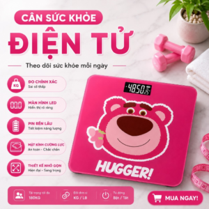 Cân Điện Tử Sức Khoẻ Hình Gấu Hồng Cute