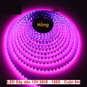 Dây đèn led dán 2835 12V 120 led 10W 5M Hồng