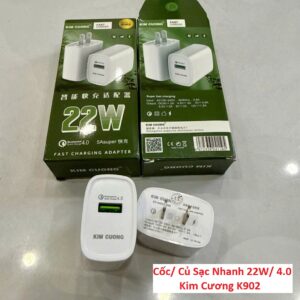 Cốc/ Củ Sạc Nhanh 22W/ 4.0 Kim Cương K902