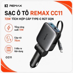 Cốc/ Củ sạc xe ô tô 72W Remax CC11. HDDT