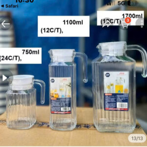 Bình thủy tinh đựng nước có quai vuông 1700ml/ 1100ml/ 7500ml
