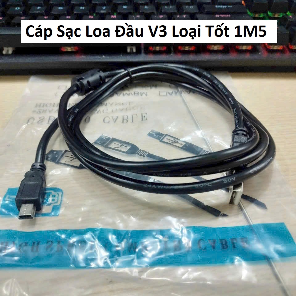 Cáp Sạc Loa, MP3 Đầu V3 Loại Tốt (Dài 1M5). HTP