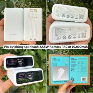 Pin dự phòng sạc nhanh 22.5W Romoss PAC10 10.000mah. BP