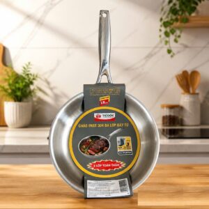 Chảo Inox 304 Ba Lớp Đáy Từ Tikoo 18cm