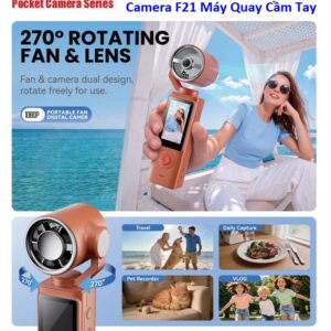Pocket Camera F21 Máy Quay Kiêm Quạt Cầm Tay 1080P Chống Rung 270°. G.itx2